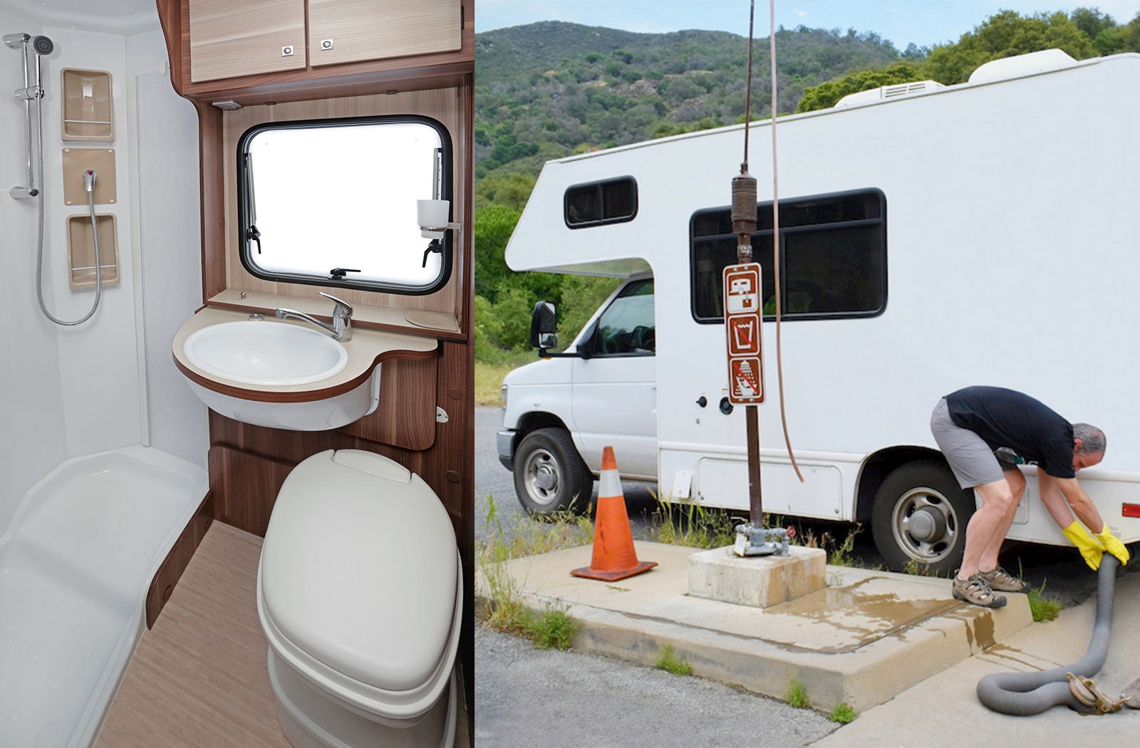 Portable RV/camper toilet and holding tank setup in South Burlington, Vermont