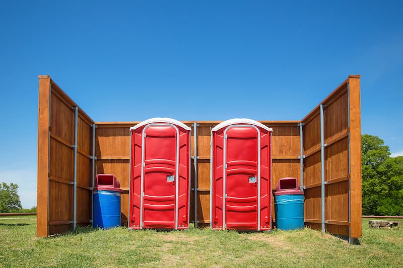 Short-term porta potty units staged for delivery in South Burlington, Vermont
